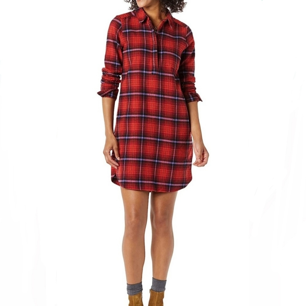 Goodthreads Brushed Plaid Flannel Popover Shirt Dress NWT - M